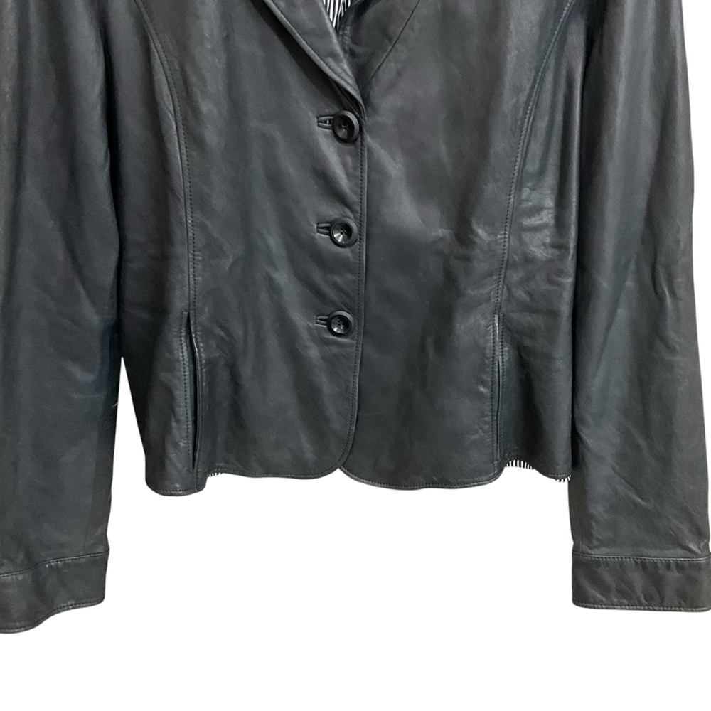 Armani Collezioni Lamb Skin Black Soft Leather Jacket - Size 14 - Picture 3 of 9